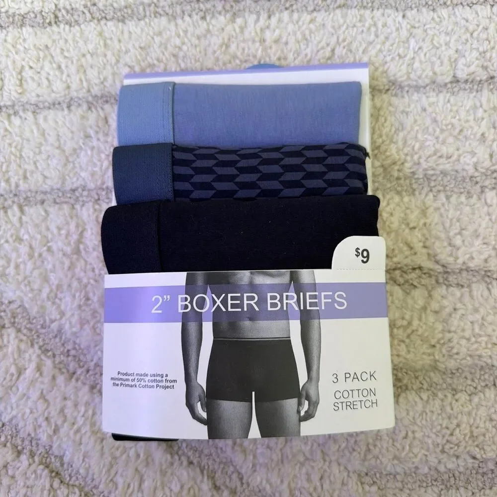 NWT Primark 3 pack blue boxer briefs